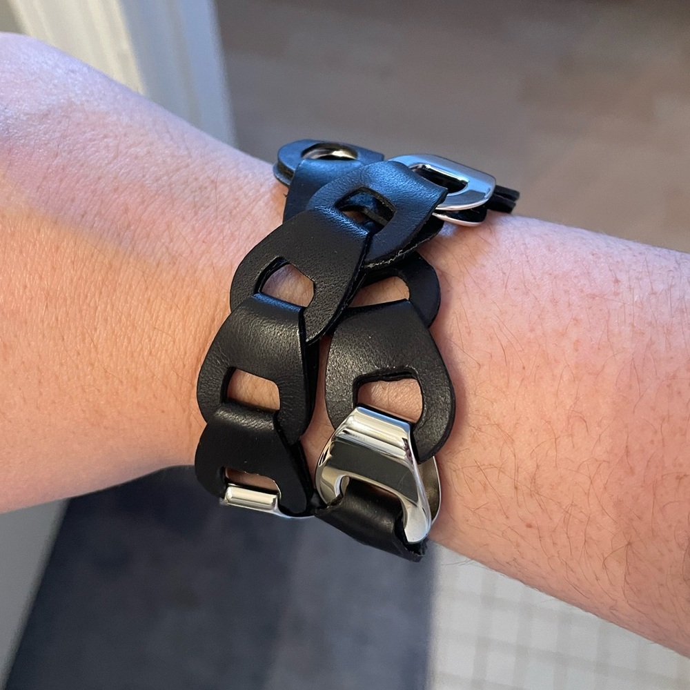 Michael Kors Leather and Silver Wrap Bracelet